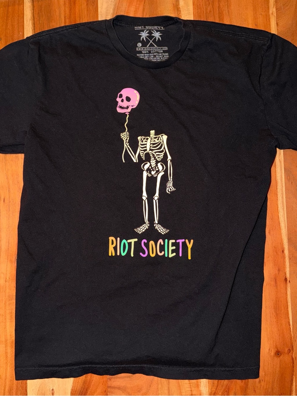 Riot Society Black Graphic Skeleton Tee #005